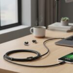 デスクの上の充電ケーブル