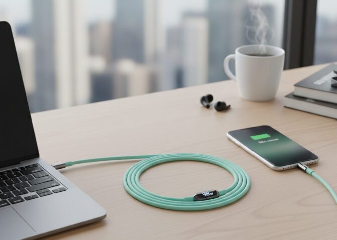 デスクの上の充電ケーブル２
